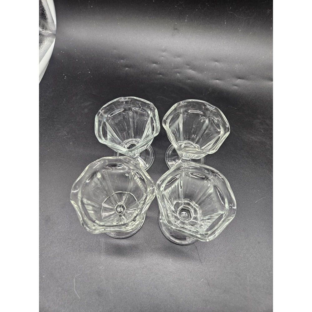 Anchor Hocking Tulip Sundae Ice Cream Clear Footed Dessert Dishes SET of 4